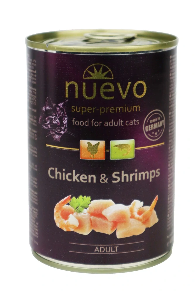 Nuevo kočka adult Kuře a krevety konz. 400g