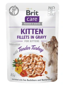 Brit Care Cat Fillets in Gravy Kitten Tend.Turkey 85g