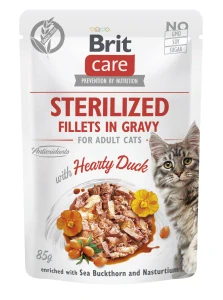 Brit Care Cat Fillets in Gravy Steril. Hearty Duck 85g