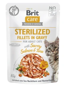 Brit Care Cat Fillets in Gravy Steril. Salmon&Tuna 85g