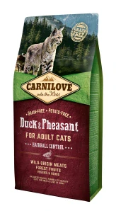 Carnilove Cat Duck&Pheasant Adult Hairball Contr 6kg
